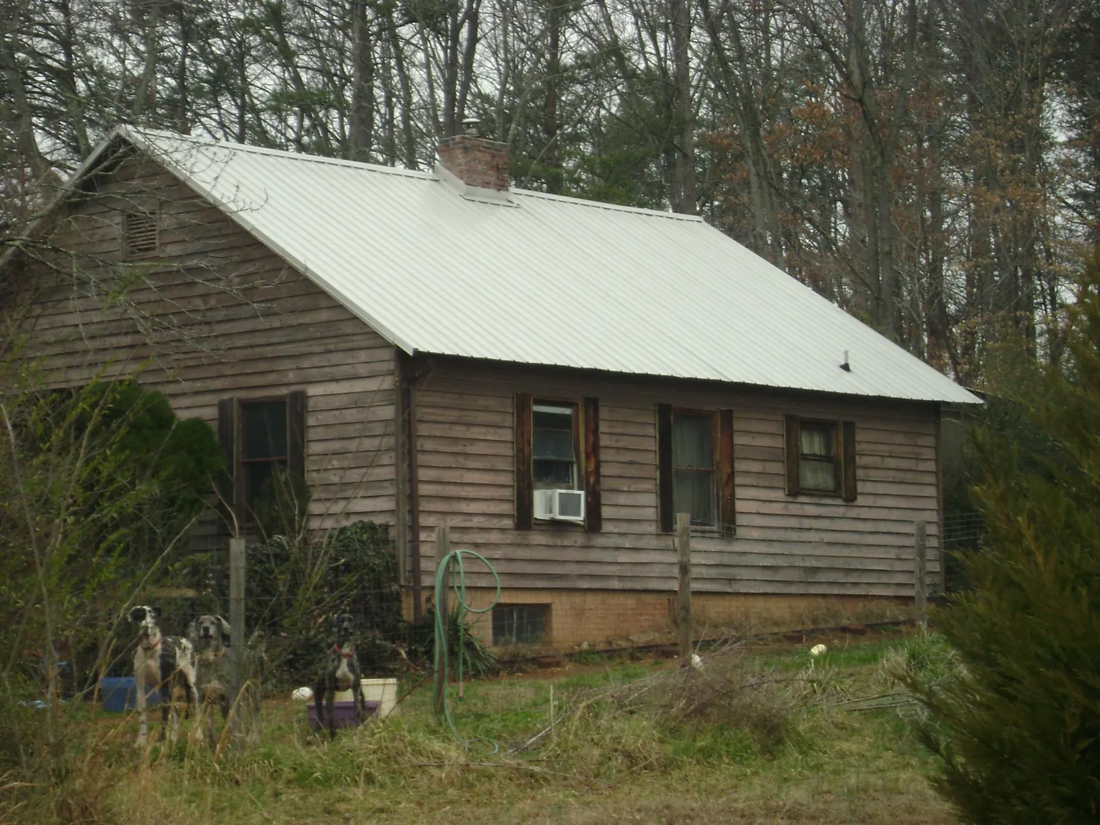 White metal roof on an old wood sided farmhouse, from a Asphalt Shingle Roof Repair job in Round Lake